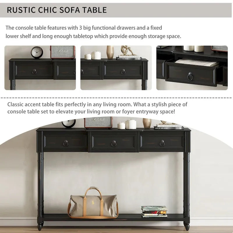 Console de table de canapé avec tiroirs pour entrée