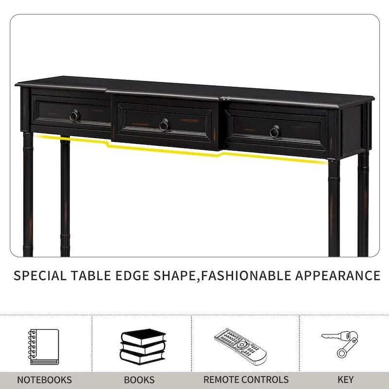 Console de table de canapé avec tiroirs pour entrée