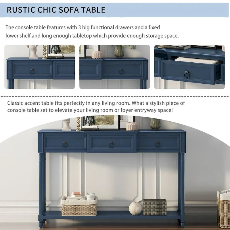 Console de table de canapé avec tiroirs pour entrée