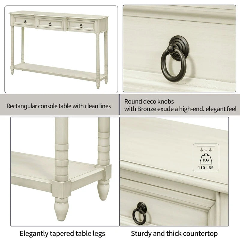 Console de table de canapé avec tiroirs pour entrée