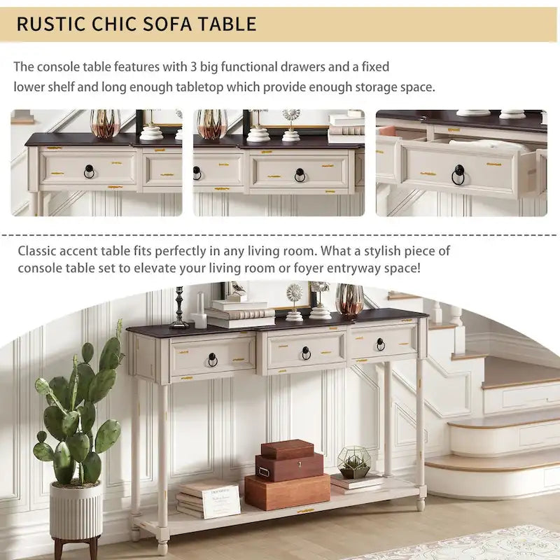 Console de table de canapé avec tiroirs pour entrée