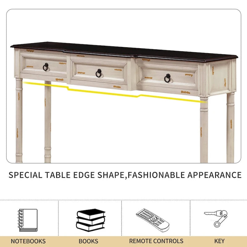 Console de table de canapé avec tiroirs pour entrée