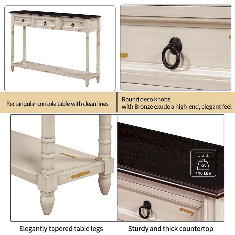 Console de table de canapé avec tiroirs pour entrée