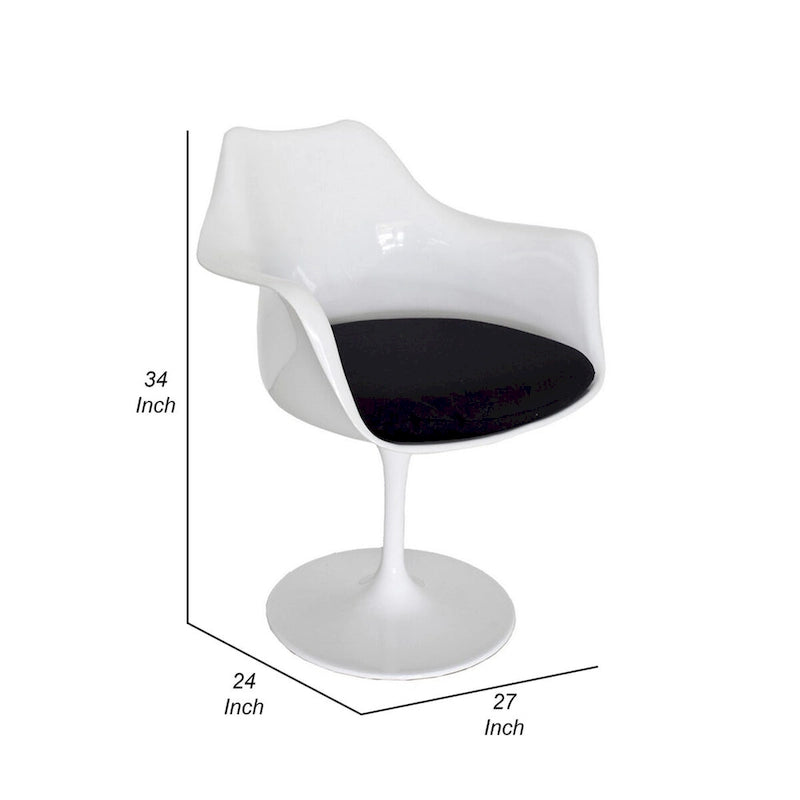 Fauteuil de salle à manger pivotant, forme artisanale unique, piètement rond blanc
