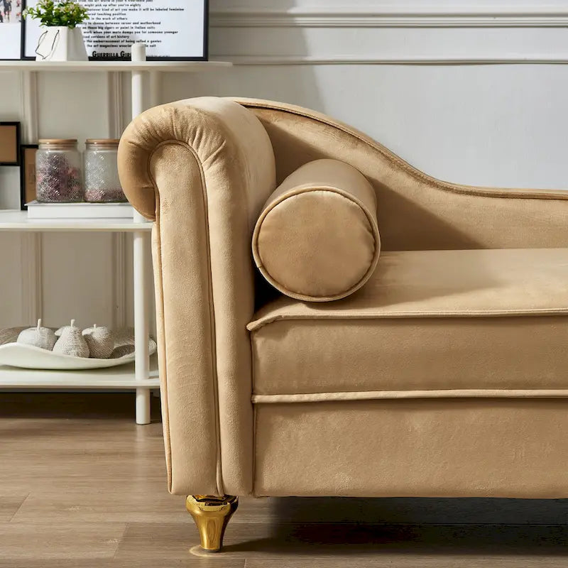 Chaise longue moderne rembourrée en velours avec rangement