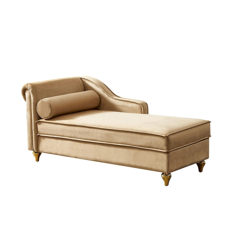 Chaise longue moderne rembourrée en velours avec rangement