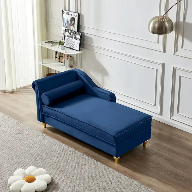 Chaise longue moderne rembourrée en velours avec rangement
