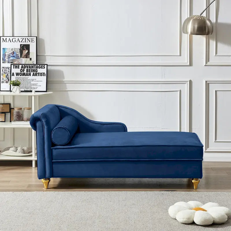 Chaise longue moderne rembourrée en velours avec rangement