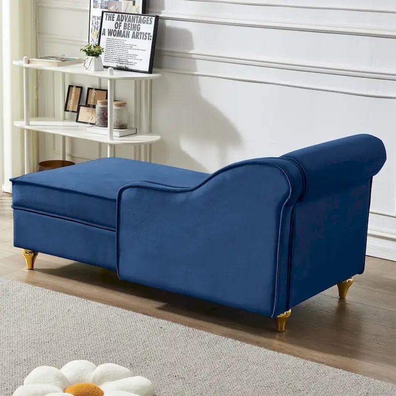 Chaise longue moderne rembourrée en velours avec rangement