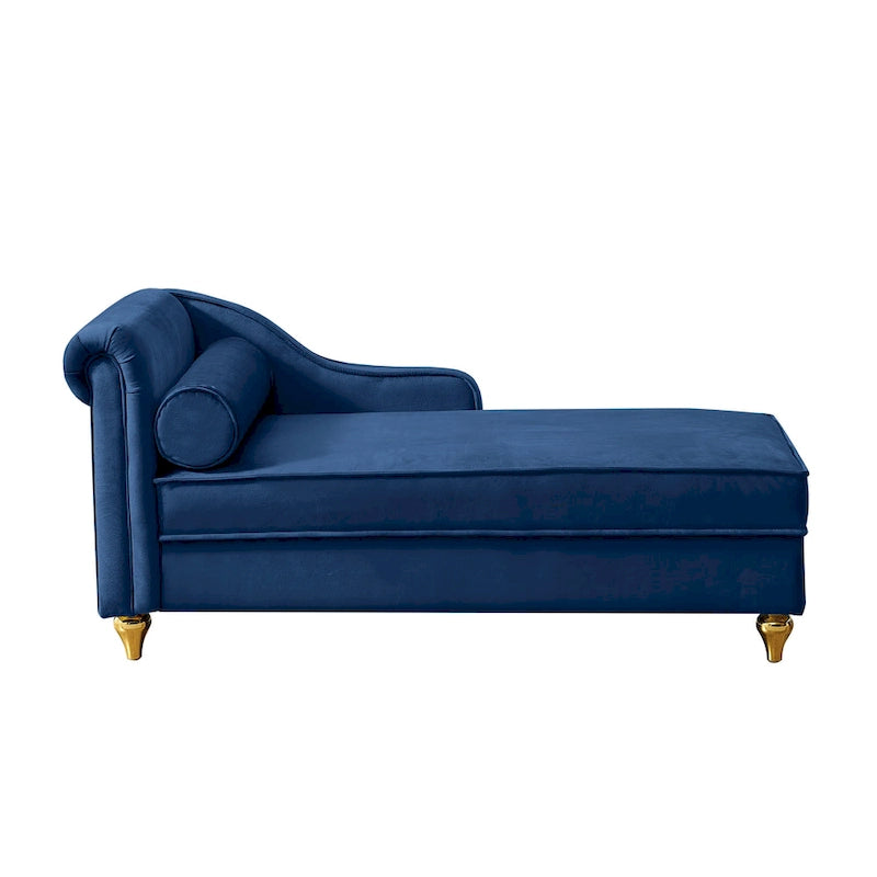 Chaise longue moderne rembourrée en velours avec rangement
