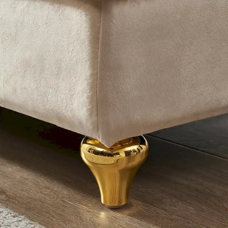 Chaise longue moderne rembourrée en velours avec rangement