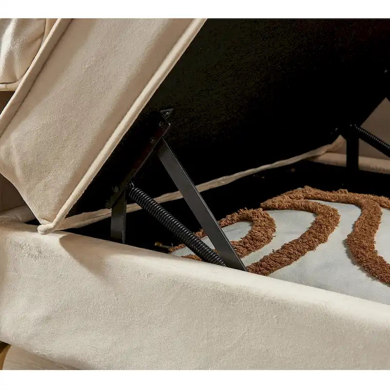 Chaise longue moderne rembourrée en velours avec rangement