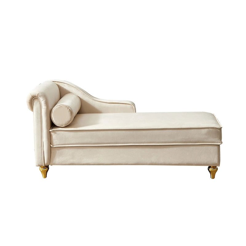 Chaise longue moderne rembourrée en velours avec rangement